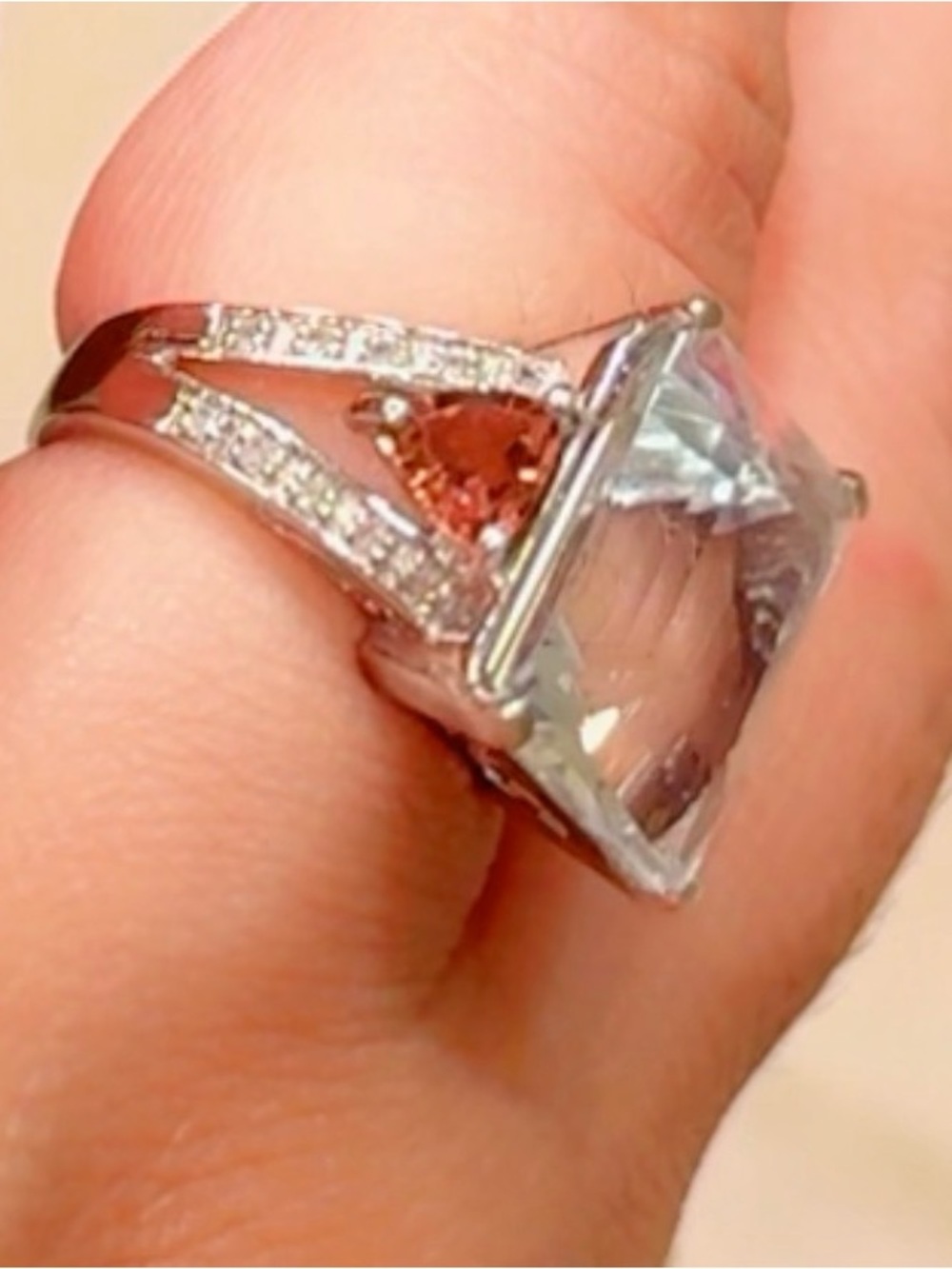 14K White Gold & Aquamarine Ring
